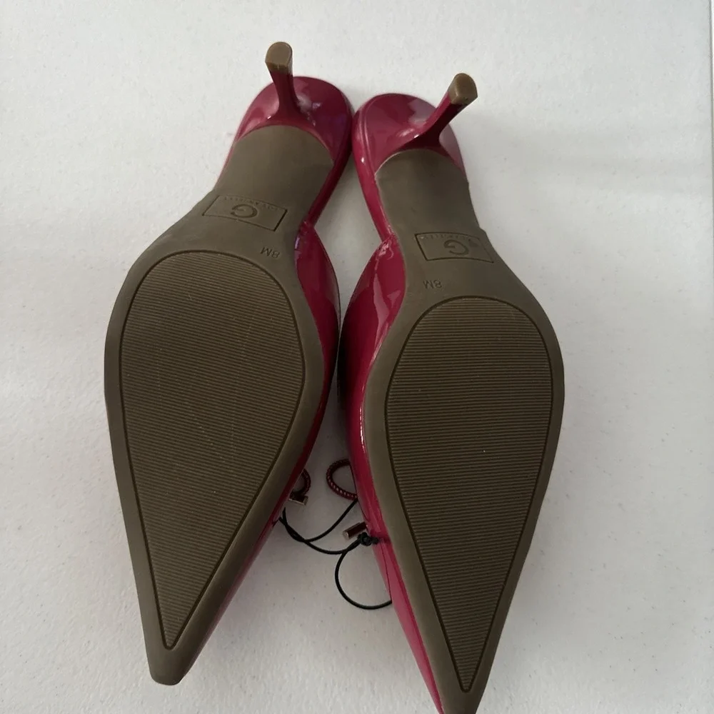 GBG Los Angeles Slip-on Pointed-toe Kitten Heel Mules Bow Size 8 Pink Fuchsia